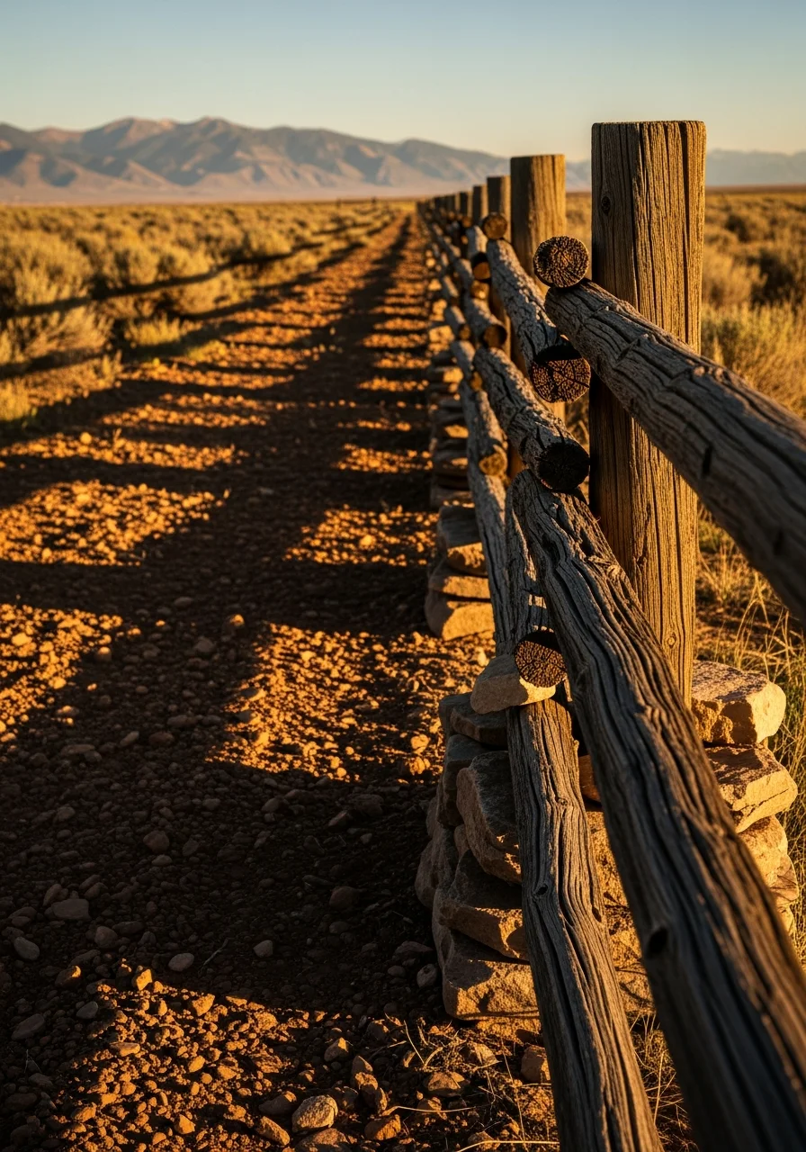 Close-up of a Morgan County rural property with fencing, native vegetation, and mountain views.