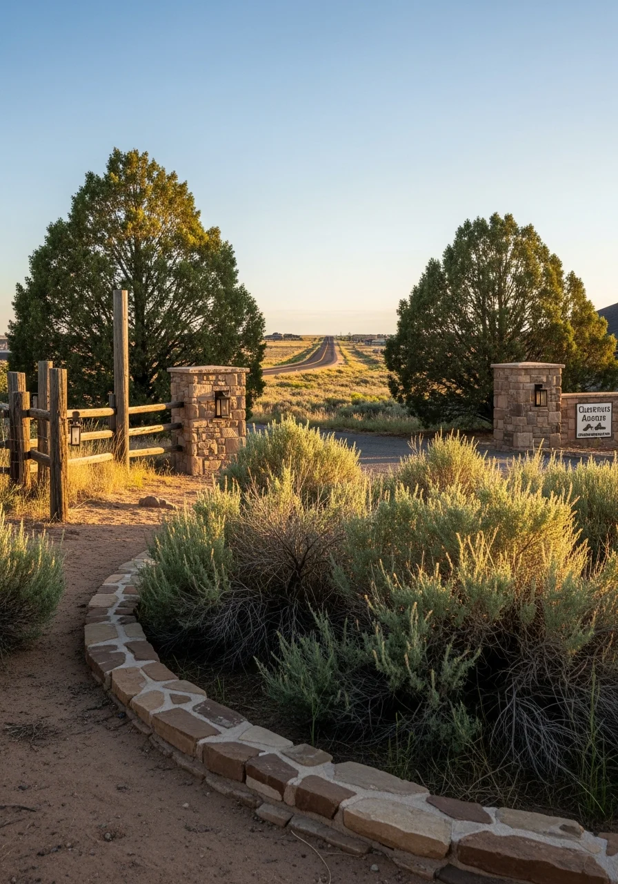 Street-level view of a Vernal property with native landscaping and clear access from main road.